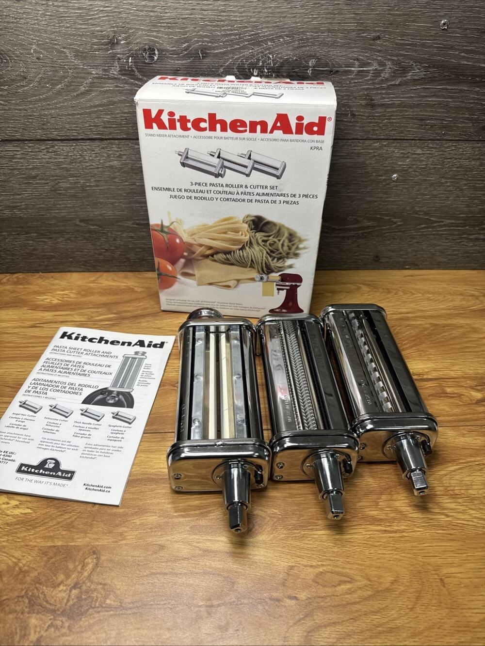 Kitchenaid 3 Piece Pasta Roller and Cutter Attachment KPRA Stand Mixer Italy